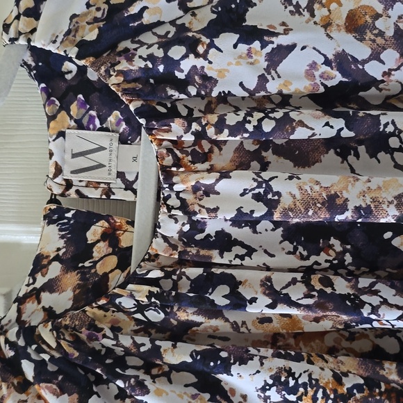 WORTHINGTON BRAND WOMEN'S PURPLE & WHITE SHORT SLEEVE BLOUSE SIZE XL - Picture 4 of 14